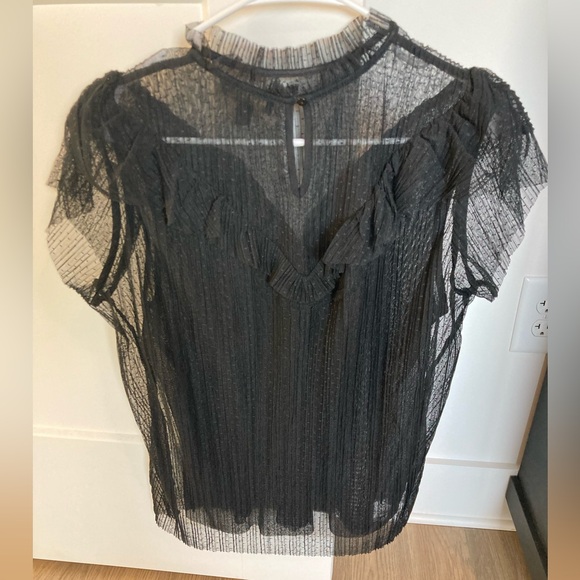 Ted Baker elegant Black Sheer Ruffle Blouse - Picture 3 of 6